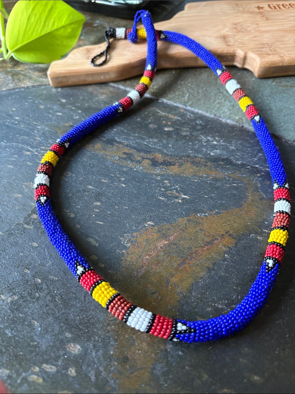 Zuni Artisan Beaded Multi‑Color Tube Necklace from Africa